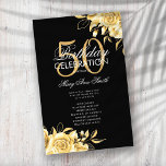 Flyer Programa Floral 50º Aniversário Dourado e Preto co<br><div class="desc">Design de "Programa de Festa de aniversário" elegante com Convênio Floral em Dourado com texto personalizado.</div>