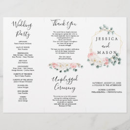 Flyer Programa Floral Greenery Trifold Wedding