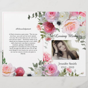 Flyer Programa Funeral Bi-Fold Pink Roses