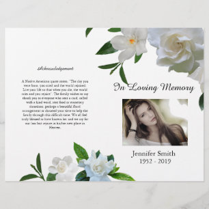 Flyer Programa Funeral Bi-Fold White Gardenia