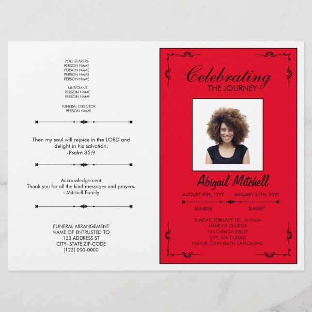 Flyer Programa Funeral | Celebração Da Viagem | FP0007 (Frente)