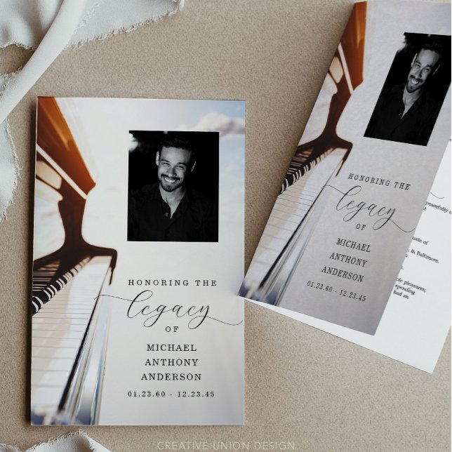 Flyer Programa Funeral Musical Modelo Piano (Criador carregado)