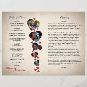 Flyer Programa funerário Beige Grunge temido pelo coraçã