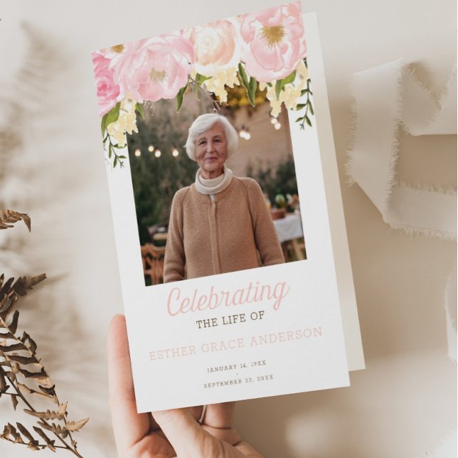 Flyer Programa Funerário Dobreado Celebração Rosa da Vid (Criador carregado)