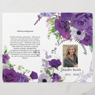 Flyer Programa roxo do funeral dos rosas da Bi-Dobra