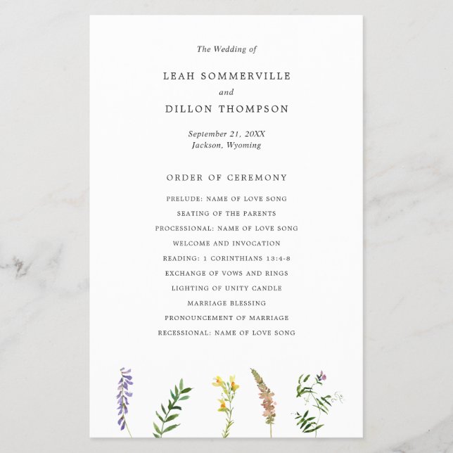 Flyer Programa Rustic Floral de Casamento de Orçamento d (Frente)