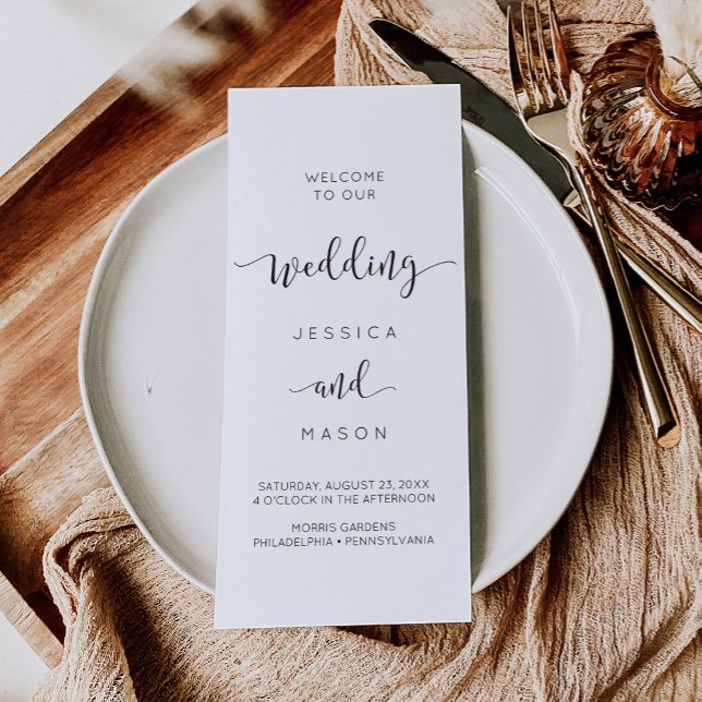 Flyer Programa Rustic Script Tri-Fold Wedding (Criador carregado)