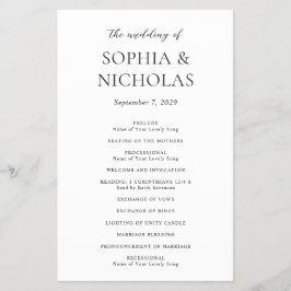 Flyer Programa Simples de Casamento de Orçamento Preto e