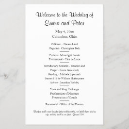 Flyer Programa Simples de Casamento de Papel Meia Folha