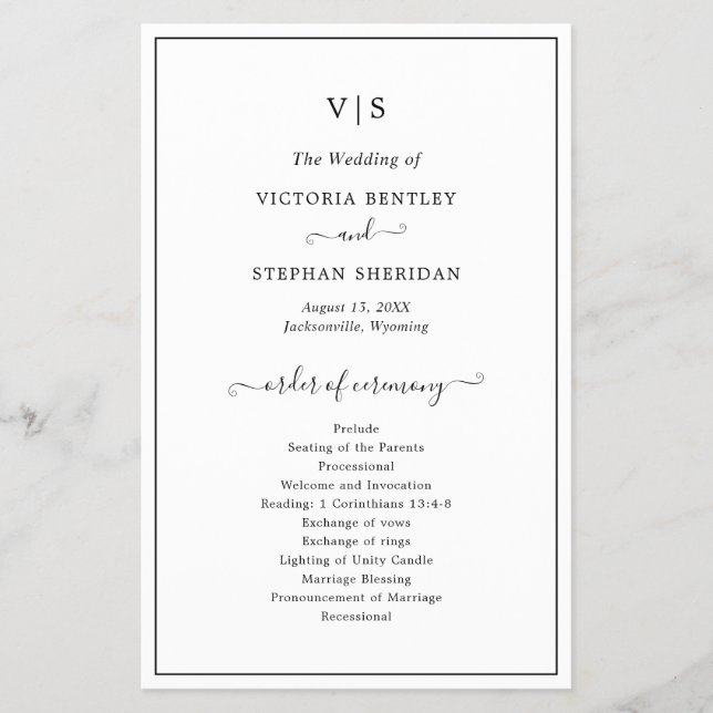 Flyer Programa Simples de Casamento do Orçamento do Mono (Frente)