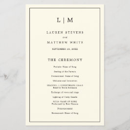 Flyer Programa Simples de Casamento Elegante de Monogram