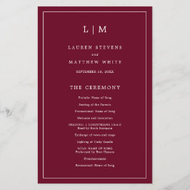 Flyer Programa Simples de Casamento Elegante Monograma d