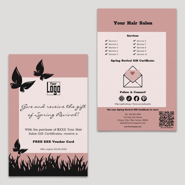 Flyer Promoção de Certificado de Gift de Revival de Prim (Stylist Spring Revival Gift Certificate Promotion Flyer)