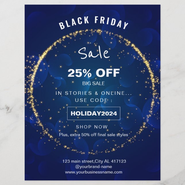 Flyer Promoção de festa de férias com faíscas azuis (Frente)