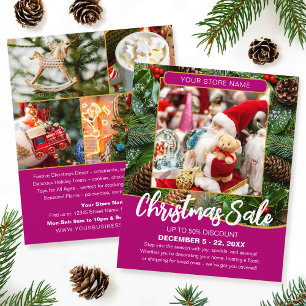 Flyer Promoção de Natal Compras Festivas Negócios Rosa