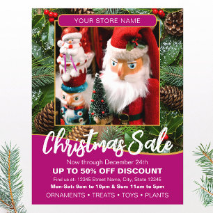 Flyer Promoção de Natal Personalizada Foto Rosa Negócios