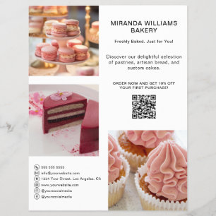 Flyer Promoção de Padaria Foto Mídia Social QR Branco