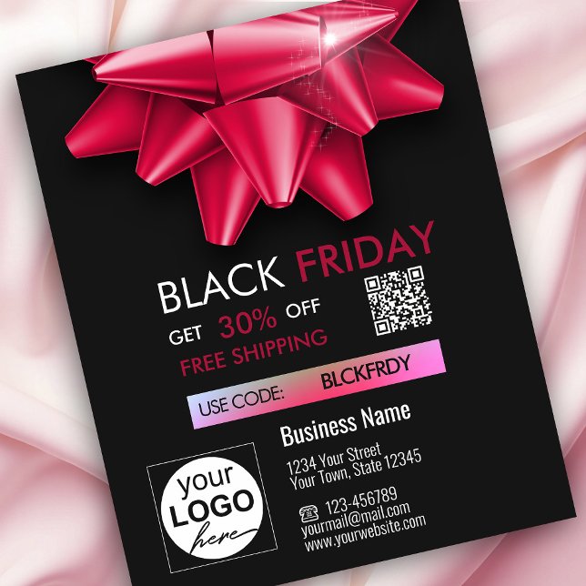 Flyer Promoção de Venda da Black Friday com Código QR de (Criador carregado)