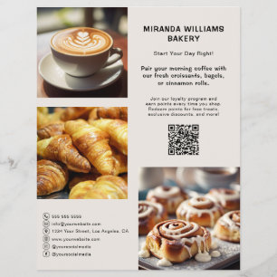 Flyer Promoção QR de Foto de Padaria nas Mídias Sociais