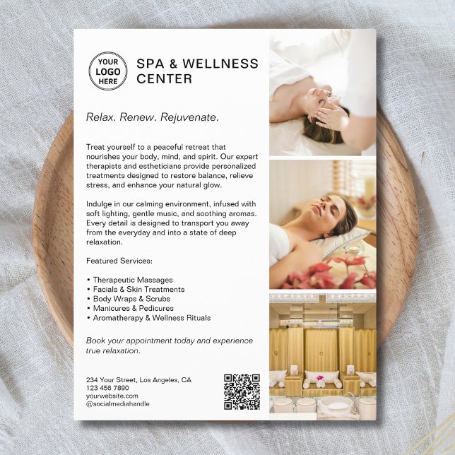 Flyer Promocional Branco do Spa Moderno (Create your own Spa & Wellness Center Business Flyer)