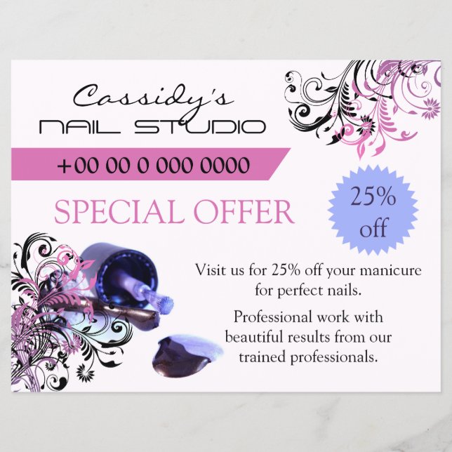 Flyer Promocional de Bar de Nail Technician / Nail (Frente)