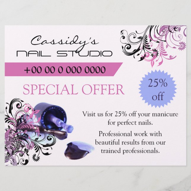 Flyer Promocional de Bar de Nail Technician / Nail (Frente)