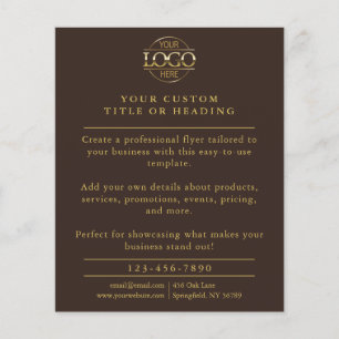 Flyer Promocional de logotipo mínimo Brown e Dourado par