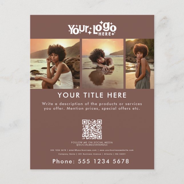 Flyer Promocional de Negócios Belo Cabelo Terracotta (Frente)