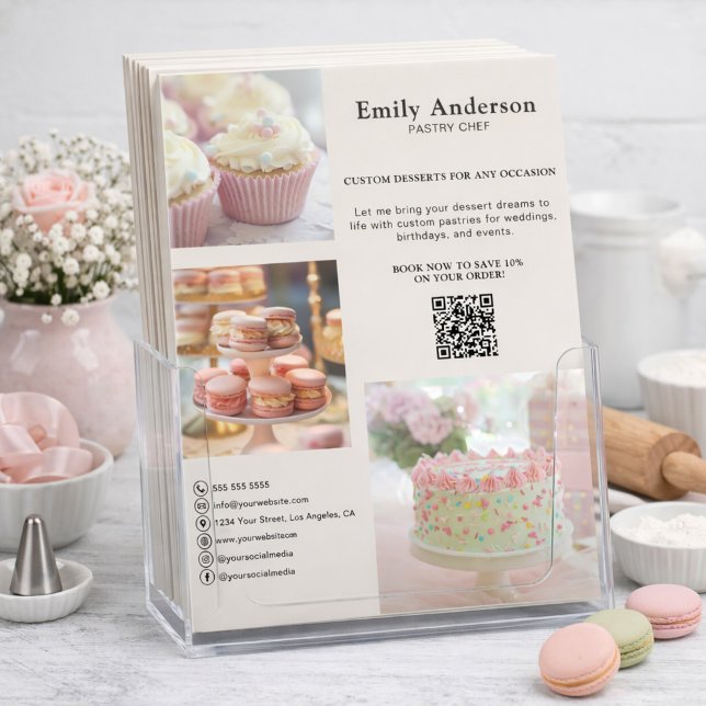 Flyer Promocional de produtos de pastelaria (Bakery Pastry Chef Services Promotional Flyer)