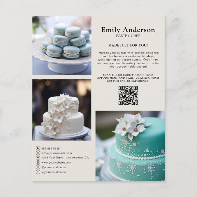 Flyer Promocional de serviços de padaria de pastelaria (Frente)