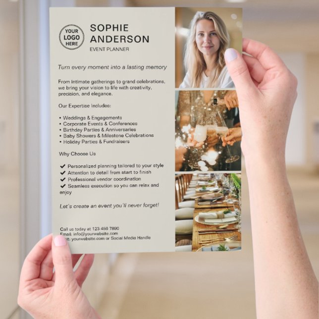 Flyer Promocional do Planejador de Eventos Personalizado (Modern Custom Event Planner Promotional Flyer)