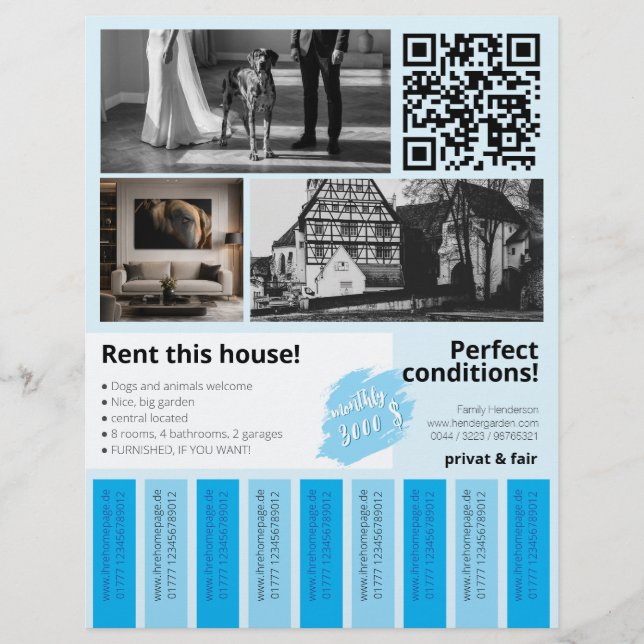 Flyer Propriedade de Casa Nova para Aluguel Tiras para A (Frente)