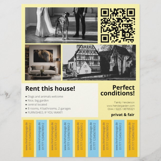 Flyer Propriedade de Casa Nova para Aluguer Tiras para A (Frente)