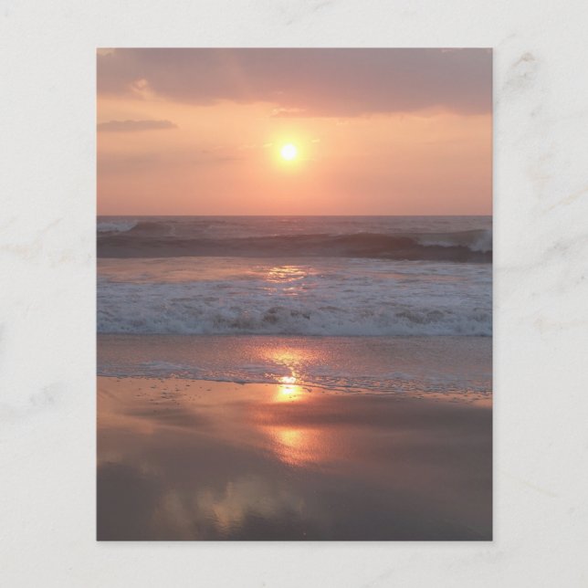 Flyer Prospectus Coucher de soleil rose sur la plage (Frente)