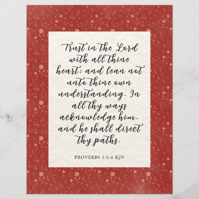 Flyer Proverbs 3:5-6 Imagem Versa da Bíblia KJV (Frente)