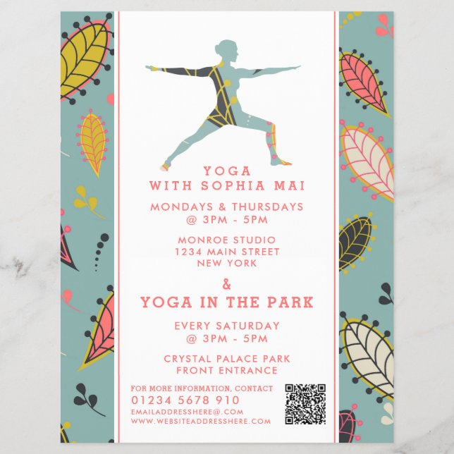 Flyer Publicidade de classe Trendy Modern Boho Yoga (Frente)