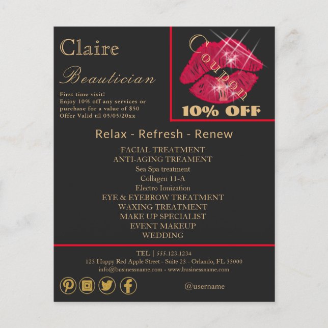 Flyer Publicidade de Lábios vermelhos brilhantes (Frente)