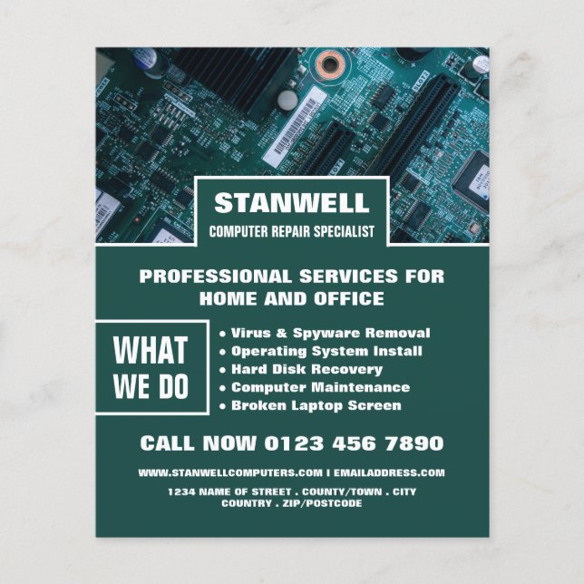 Flyer Publicidade especializada em reparo de computador  (Frente)