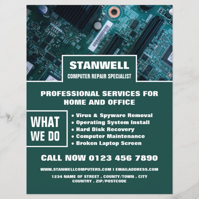 Flyer Publicidade especializada em reparo de computador  (Frente)