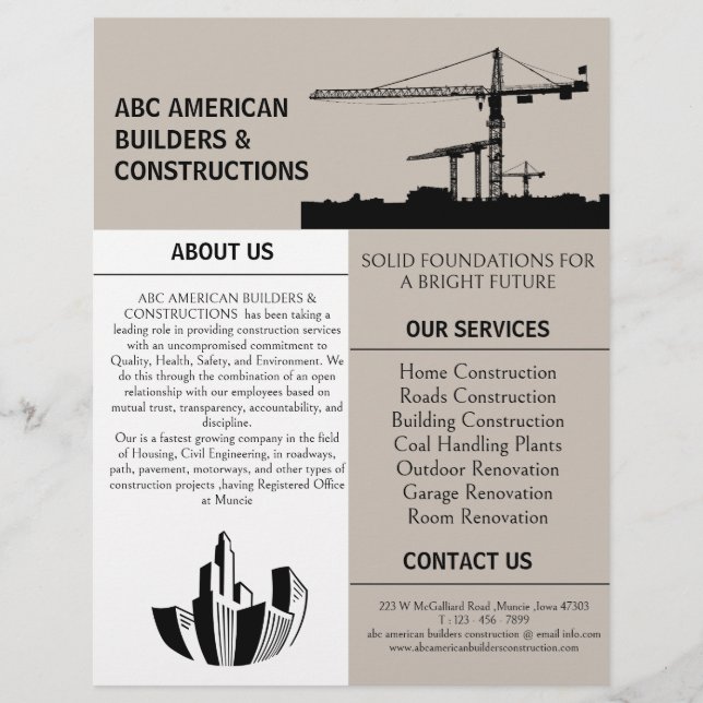 Flyer Publicidade Promocional de Construção e Edificação (Frente)