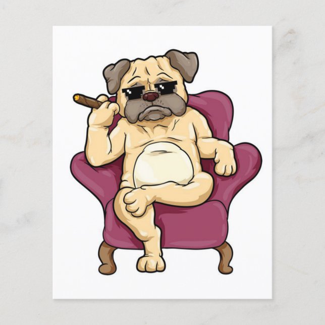 Flyer Pug Smoking Cigar | Cachorro Legal (Frente)