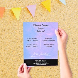 Flyer Purple Cross It Is Finked Páscoa Junte-Se Ao Servi