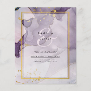 Flyer Púrpura Empoeirado Dourado Tinta Alcoólica Casamen