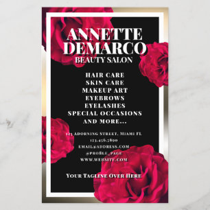 Flyer Quadro elegante de ouro clássico e padrão de rosa