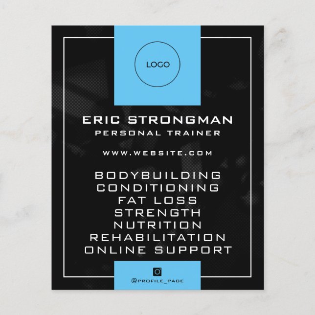 Flyer Quadro moderno preto e azul (Frente)