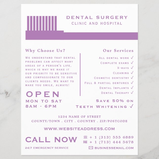 Flyer Qualquer escova de dentes colorida, odontologia, a (Frente)