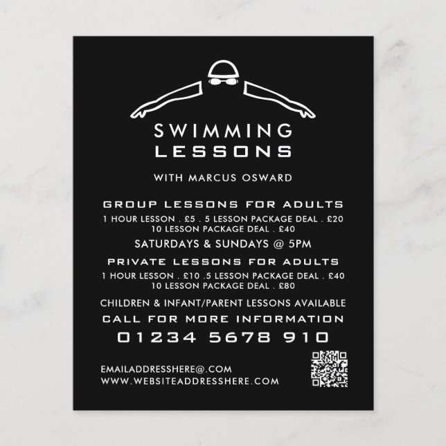 Flyer Qualquer Ícone De Nadador De Cores, Anúncio De Liç (Frente)