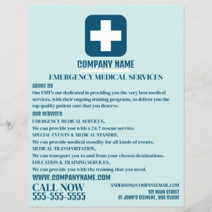 Flyer Qualquer Símbolo Médico Cor, EMT, paramédico