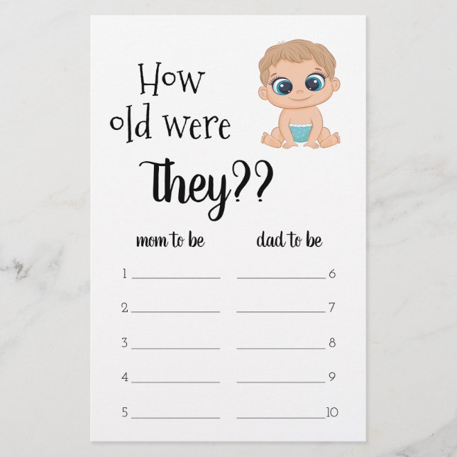 Flyer Quantos anos eles tinham? Bebê Menino  (Frente)