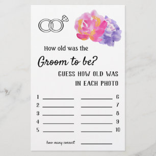 Flyer Quantos anos tinha o Groom? - Flores Violetas